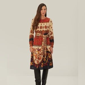 NWT FARM Rio Cream Ainika Tiles Midi Dress